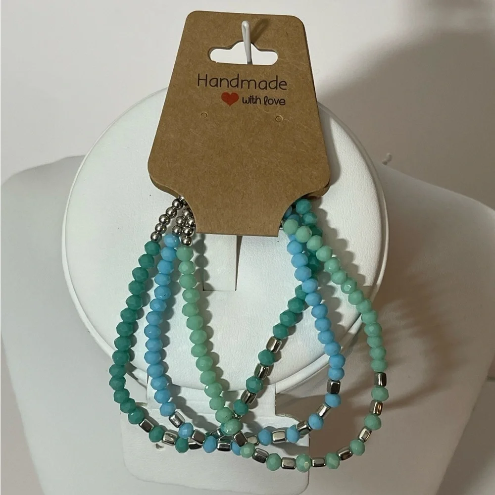 3 Ombré Handmade Stretch Bracelet Set, Hypoallergenic Jewelry, silver tu… - Picture 1 of 7